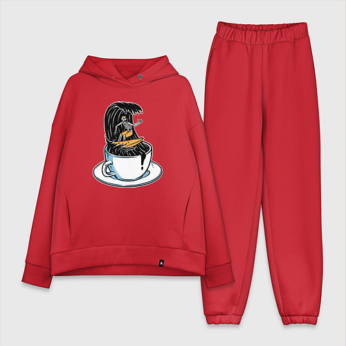 Женский костюм оверсайз Кофейный серфер / Красный – фото 1