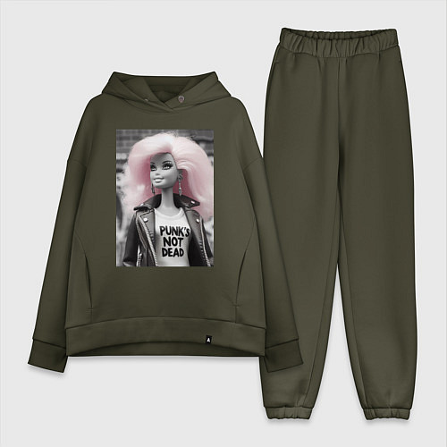 Женский костюм оверсайз Barbie - punks not dead / Хаки – фото 1