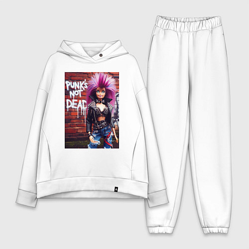 Женский костюм оверсайз Punks not dead - cool Barbie ai art / Белый – фото 1
