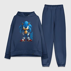 Женский костюм оверсайз Sonic - poster style, цвет: тёмно-синий