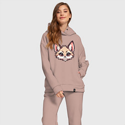 Женский костюм оверсайз Мордочка фенека, цвет: пыльно-розовый — фото 2