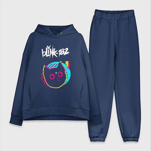 Женский костюм оверсайз Blink 182 rock star cat / Тёмно-синий – фото 1