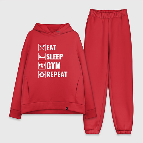 Женский костюм оверсайз Eat sleep gym repeat / Красный – фото 1