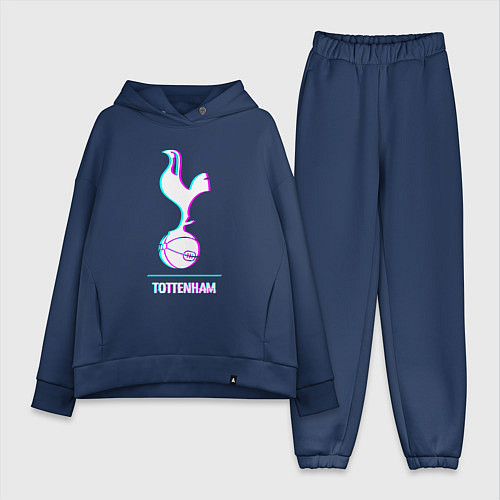 Женский костюм оверсайз Tottenham FC в стиле glitch / Тёмно-синий – фото 1