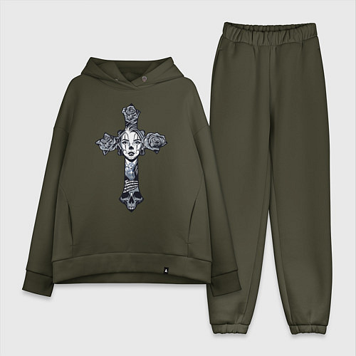 Женский костюм оверсайз Woman cross / Хаки – фото 1