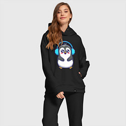 Женский костюм оверсайз Милый пингвинчик, цвет: черный — фото 2