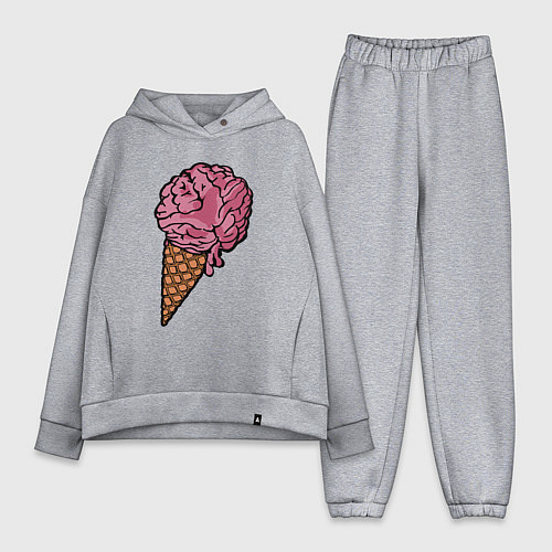 Женский костюм оверсайз Brain ice cream / Меланж – фото 1