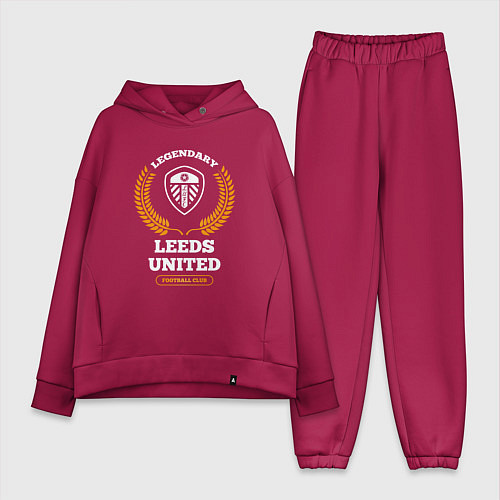 Женский костюм оверсайз Лого Leeds United и надпись legendary football clu / Маджента – фото 1