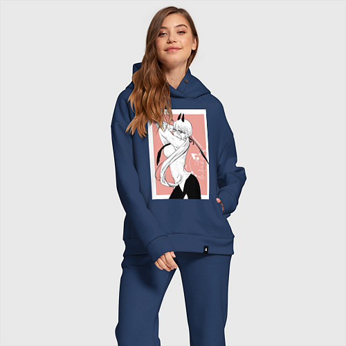 Женский костюм оверсайз Человек бензопила Пауэр в офисном костюме / Тёмно-синий – фото 2