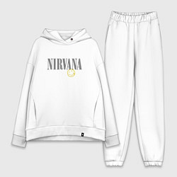 Женский костюм оверсайз Nirvana logo smile, цвет: белый