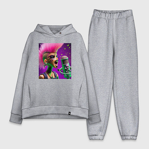 Женский костюм оверсайз Barbie and punks not dead / Меланж – фото 1