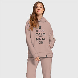 Женский костюм оверсайз Keep calm and ninja on, цвет: пыльно-розовый — фото 2