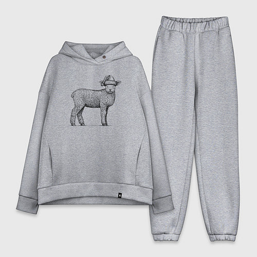 Женский костюм оверсайз Ягненок новогодний / Меланж – фото 1