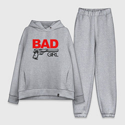 Женский костюм оверсайз Bad girl with gun, цвет: меланж