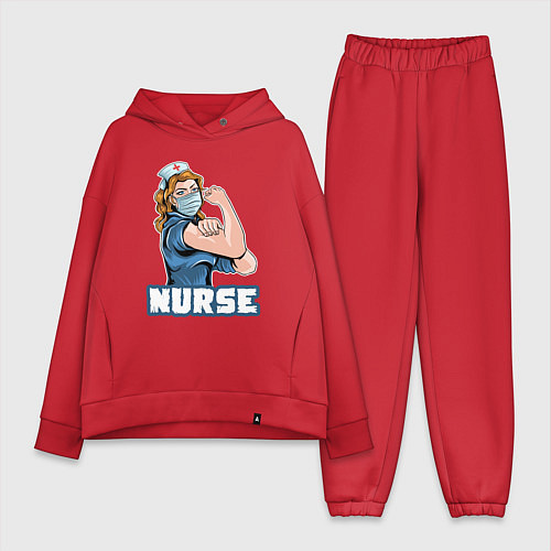 Женский костюм оверсайз Good nurse / Красный – фото 1
