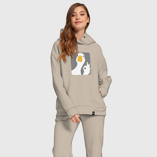 Женский костюм оверсайз Гусь-нормусь / Миндальный – фото 2