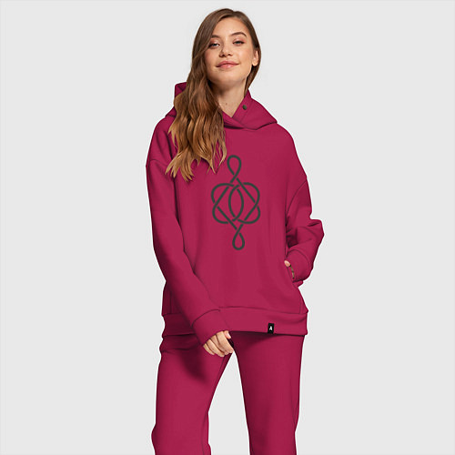 Женский костюм оверсайз Кельтский черный узор / Маджента – фото 2