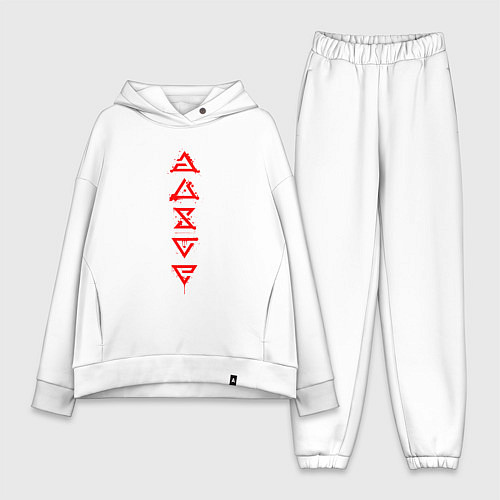 Женский костюм оверсайз Знаки ведьмака с подтеками / Белый – фото 1