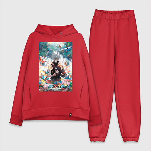 Женский костюм оверсайз Адский рай Габимару цветы / Красный – фото 1