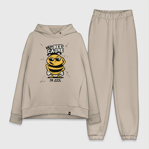 Женский костюм оверсайз Why bee cause im cool / Миндальный – фото 1