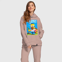 Женский костюм оверсайз Homer Simpson and Minecraft - collaboration ai art, цвет: пыльно-розовый — фото 2