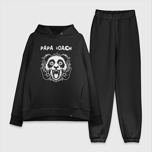 Женский костюм оверсайз Papa Roach rock panda / Черный – фото 1