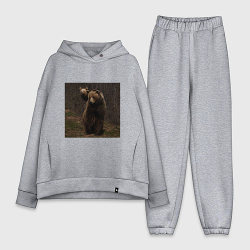 Женский костюм оверсайз Медведи гуляют по лесу / Меланж – фото 1