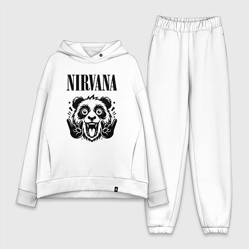 Женский костюм оверсайз Nirvana - rock panda / Белый – фото 1