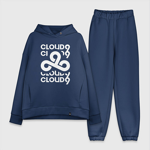 Женский костюм оверсайз Cloud9 - in logo / Тёмно-синий – фото 1