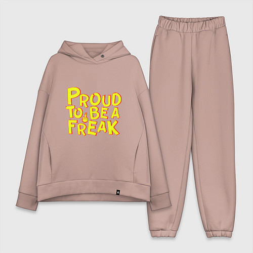 Женский костюм оверсайз Proud to be a freak / Пыльно-розовый – фото 1