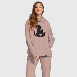 Женский костюм оверсайз Dog and cat love, цвет: пыльно-розовый — фото 2