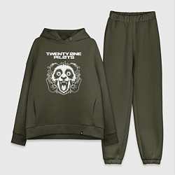 Женский костюм оверсайз Twenty One Pilots rock panda, цвет: хаки