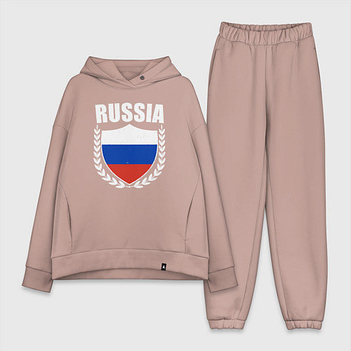 Женский костюм оверсайз Russian flag / Пыльно-розовый – фото 1