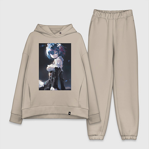 Женский костюм оверсайз Жизнь с нуля в альтернативном мире Рем / Миндальный – фото 1