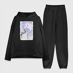 Женский костюм оверсайз Зимние игры, цвет: черный