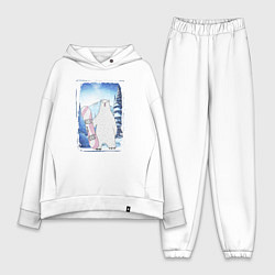 Женский костюм оверсайз Медвежий сноуборд, цвет: белый