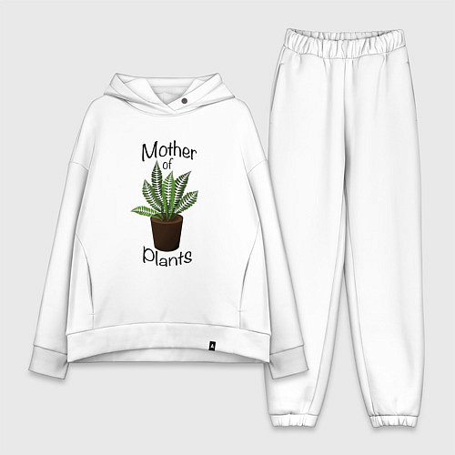 Женский костюм оверсайз Mother of plants - Папоротник / Белый – фото 1