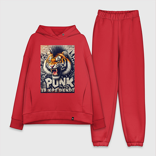 Женский костюм оверсайз Cool tiger - punks not dead / Красный – фото 1