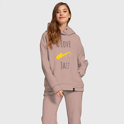 Женский костюм оверсайз Я люблю джаз, цвет: пыльно-розовый — фото 2