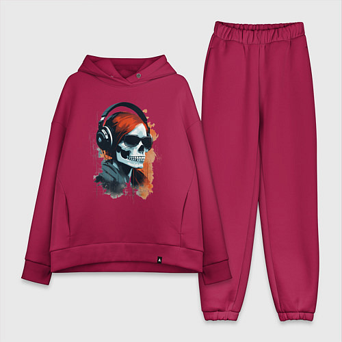 Женский костюм оверсайз Grunge redhead girl skull / Маджента – фото 1