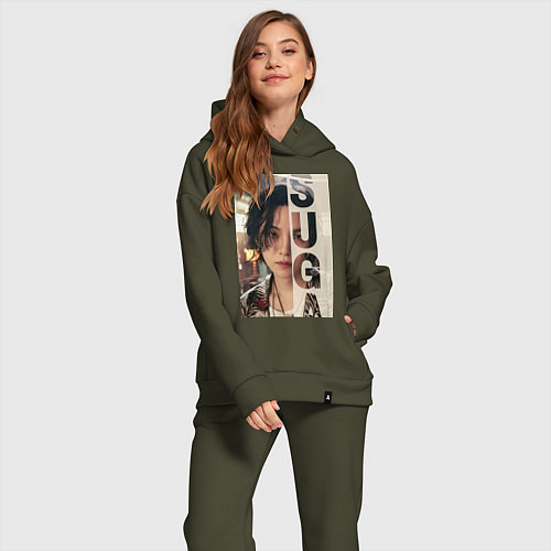 Женский костюм оверсайз Agust D / Хаки – фото 2