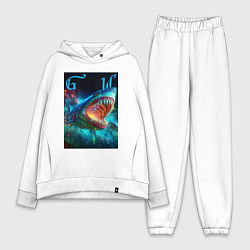 Женский костюм оверсайз Great white space shark - ai art, цвет: белый