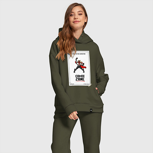 Женский костюм оверсайз Comix zone - power / Хаки – фото 2