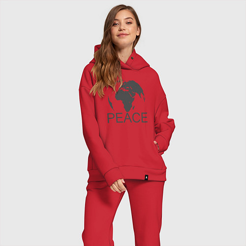Женский костюм оверсайз Peace the world / Красный – фото 2