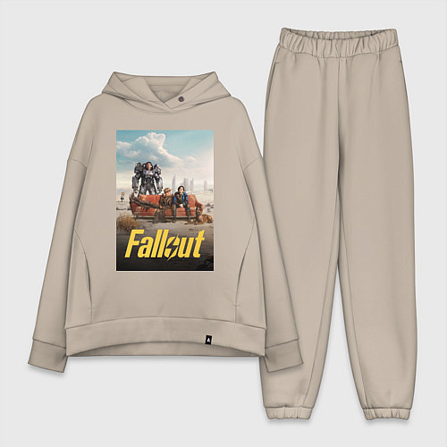 Женский костюм оверсайз Фоллаут на диване / Миндальный – фото 1