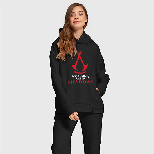 Женский костюм оверсайз Assassins creed shadows logo / Черный – фото 2