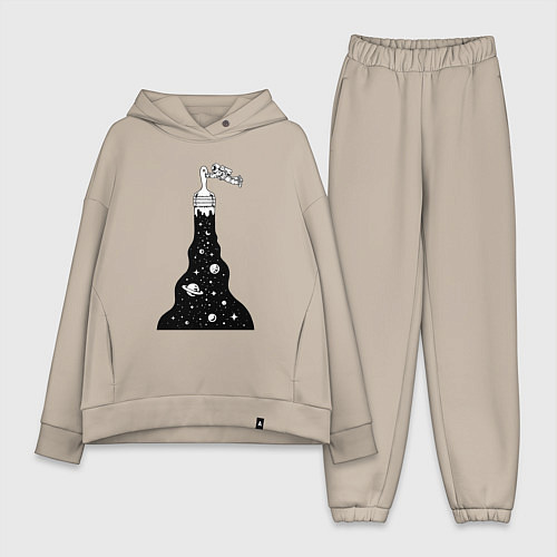 Женский костюм оверсайз Художник космонавт / Миндальный – фото 1