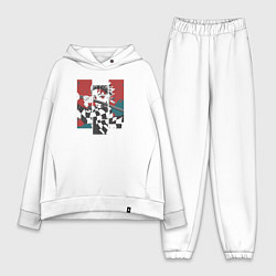 Женский костюм оверсайз Тандзиро 3 экрана Клинок рассекающий демонов, цвет: белый