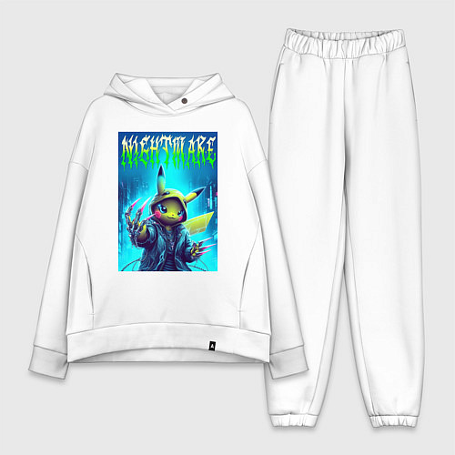 Женский костюм оверсайз Pikachu - nightmare ai art fantasy / Белый – фото 1