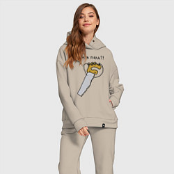 Женский костюм оверсайз Зачем я пила, цвет: миндальный — фото 2